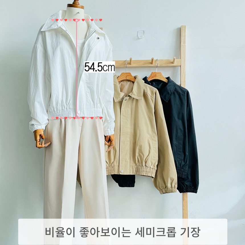블루종 여성봄점퍼 집업 세미크롭 숏 점퍼 아우터 상세 이미지 4