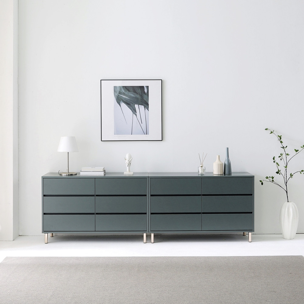 프린 드레스룸 서랍장 옷 안방 와이드 6칸 서랍장 단스 1200x400x735mm, 6단, 멀바우 - 상세 이미지 5