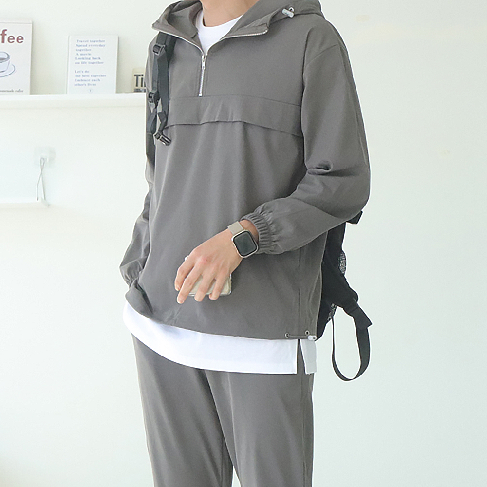 남자 바람막이 남성 아노락 오버핏 후드 남자 자켓 - 상세 이미지 2