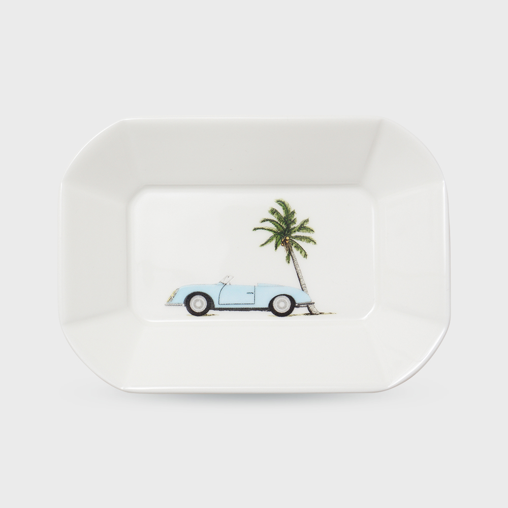 [한국도자기X티보에렘] 오브제 49. 직사각접시 14CM 1P (Blue summer car) - 상품 이미지