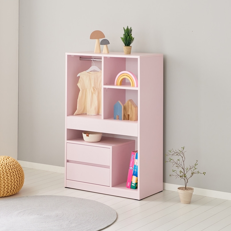 아이니 장난감 수납장 키즈 유아 아이 어린이 수납장 800x400x1208mm, 4단, 핑크