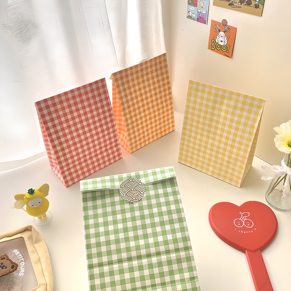 체크 종이 봉투 생일 선물 포장 답례품 각대봉투 구디백 포장지 이미지 2