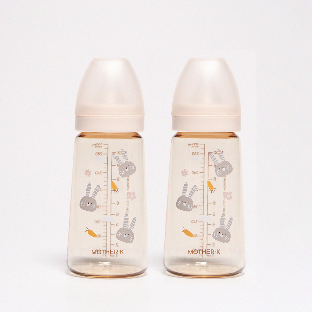 마더케이 신생아 PPSU 젖병 배앓이 방지 (노꼭지) 280ml, 2개, 토끼 크림