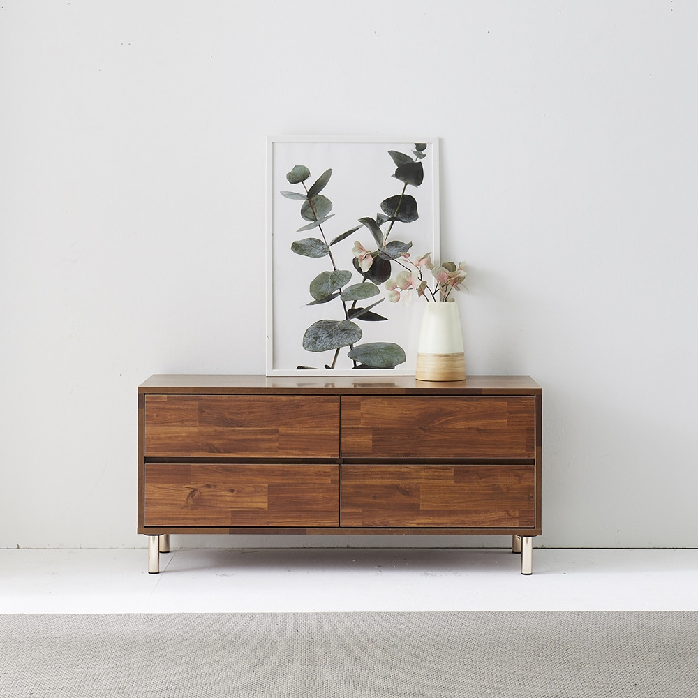 프린 낮은 tv다이 서랍장 안방 폭좁은 티비장 모던티비다이 장식장 1200x400x540mm, 멀바우