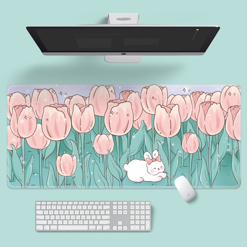 귀여운 토끼 장패드 키보드 매트 게이밍 책상 패드 80x30cm - 상품 이미지