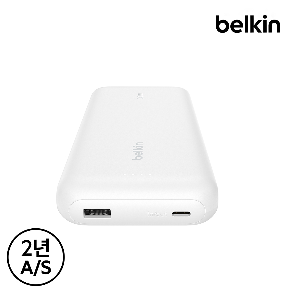 벨킨 케이블 일체형 30W 20000mAh 보조배터리 BPB024fq 화이트(BPB024fqWH) 이미지 2