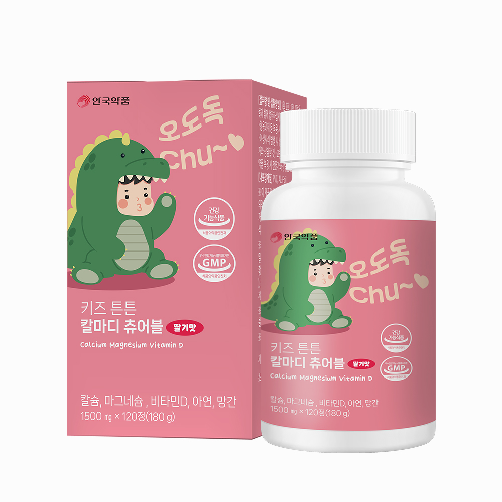 안국약품 키즈 튼튼 칼마디 츄어블 딸기맛 120정, 1개 제품 이미지