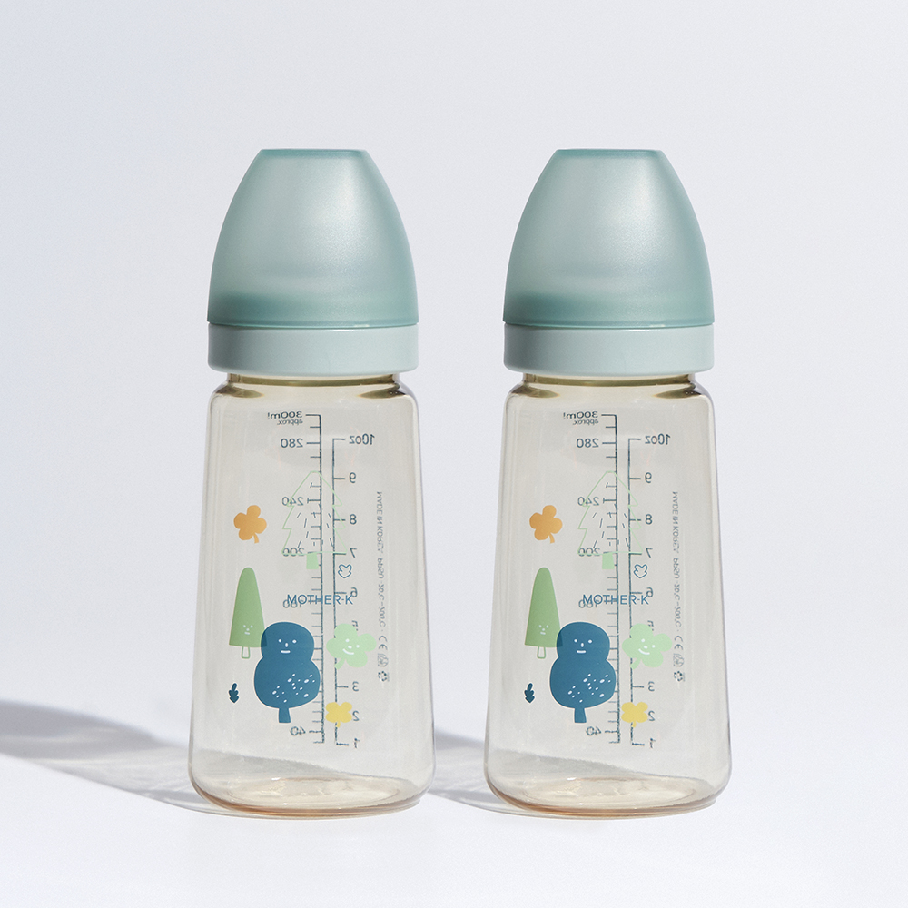 마더케이 신생아 PPSU 젖병 배앓이 방지 (노꼭지) 280ml, 2개, 포레스트(민트)