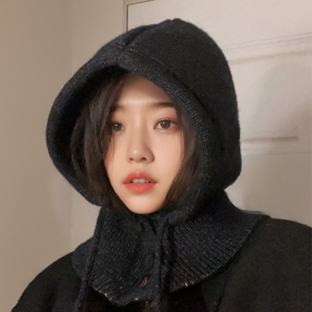 바라클라바 울 니트 여성 겨울 목토시 모자 후드 넥 워머 흑임자 그레이 - 상세 이미지 4
