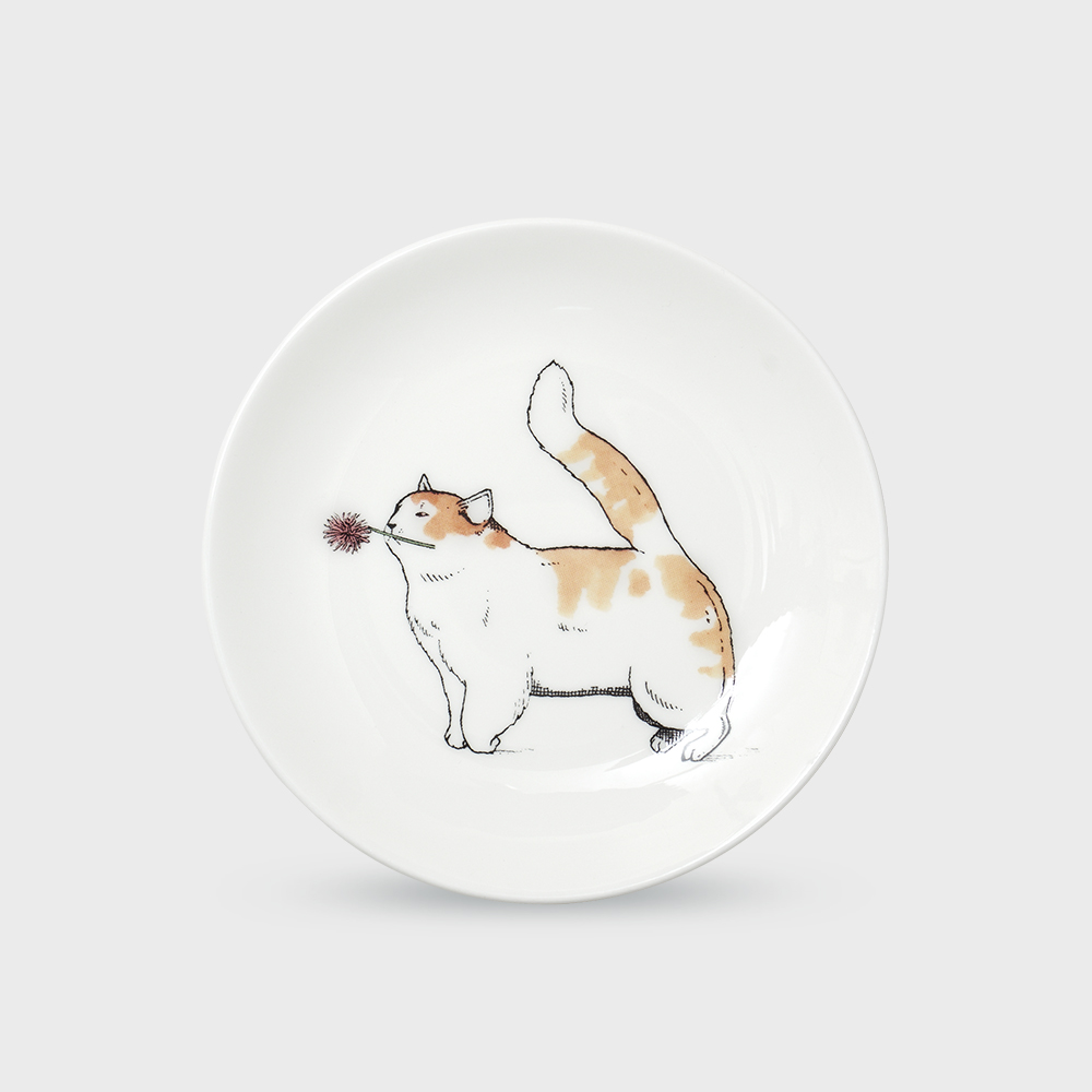 [한국도자기X티보에렘] 오브제 35. 5인치 접시 12.6CM 1P (Happy cat) - 상품 이미지
