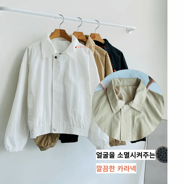 블루종 여성봄점퍼 집업 세미크롭 숏 점퍼 아우터 상세 이미지 6