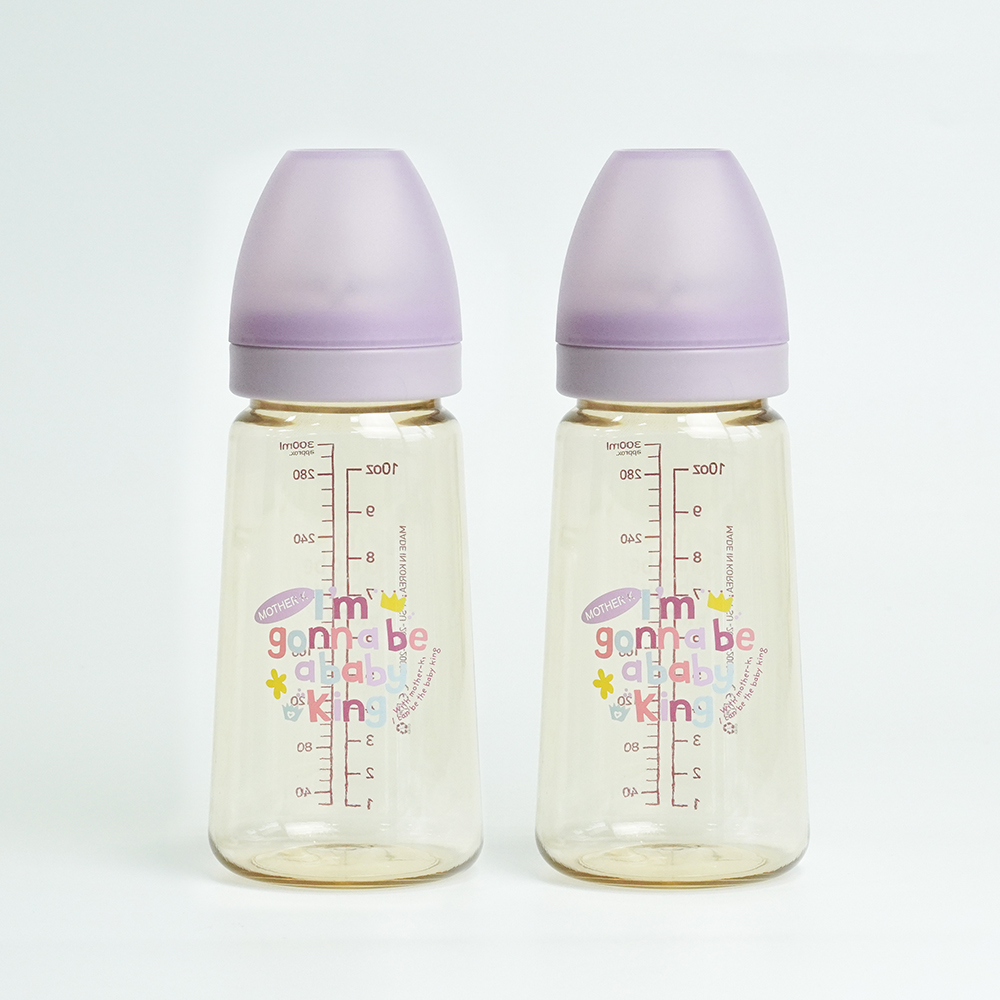 마더케이 신생아 PPSU 젖병 배앓이 방지 (노꼭지) 280ml, 2개, 베베(라일락)