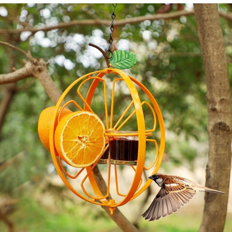 새 Bird 먹이통 나무 행거형 다용도 원형 급수대 모이통 - 상품 이미지