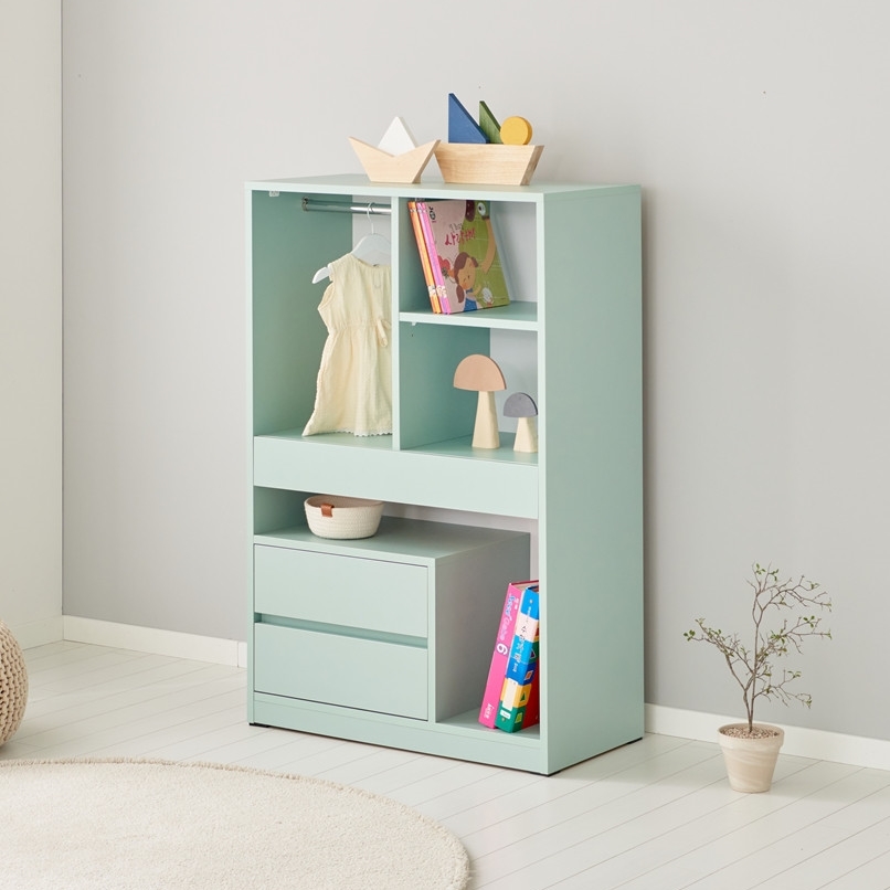 아이니 장난감 수납장 키즈 유아 아이 어린이 수납장 800x400x1208mm, 4단, 민트