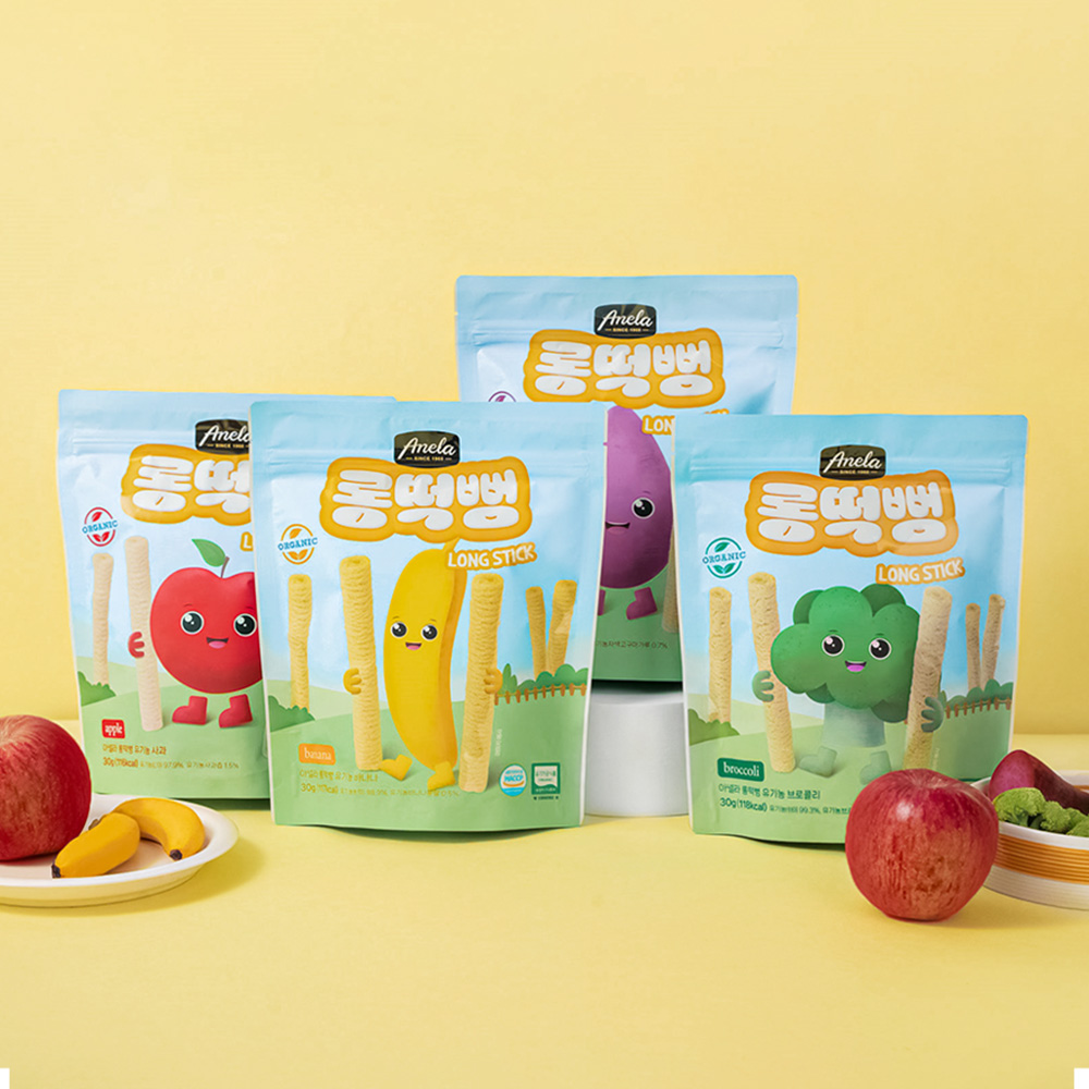 아넬라 아기과자 유기농 쌀과자 퍼프&롱떡뻥 4봉+4봉