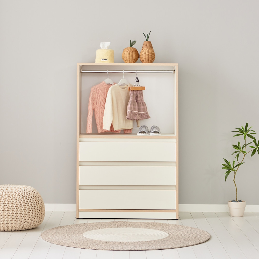 아이니 주니어장 아기 서랍장 아이방 키즈 어린이 옷장 800x400x1208mm, 핑크