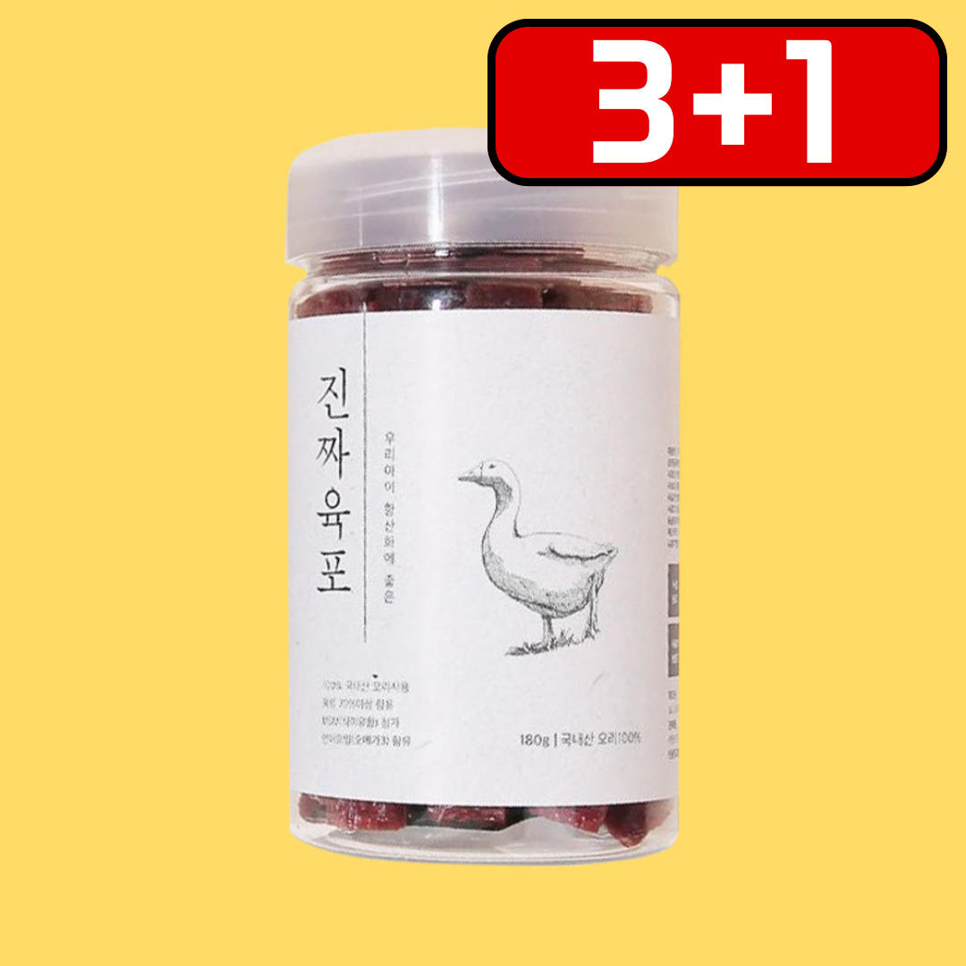 [3+1] 강아지오리고기 진짜육포 큐브 한입 강아지 간식 육포 건조 고기 맛있구마 국내산 오리, 180g, 1개