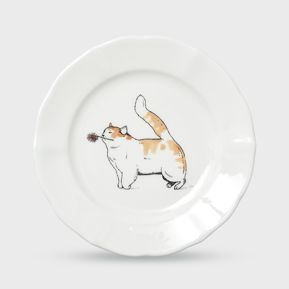 [한국도자기X티보에렘] 오브제 21. 6인치 접시 17CM 1P (Happy cat) - 상품 이미지