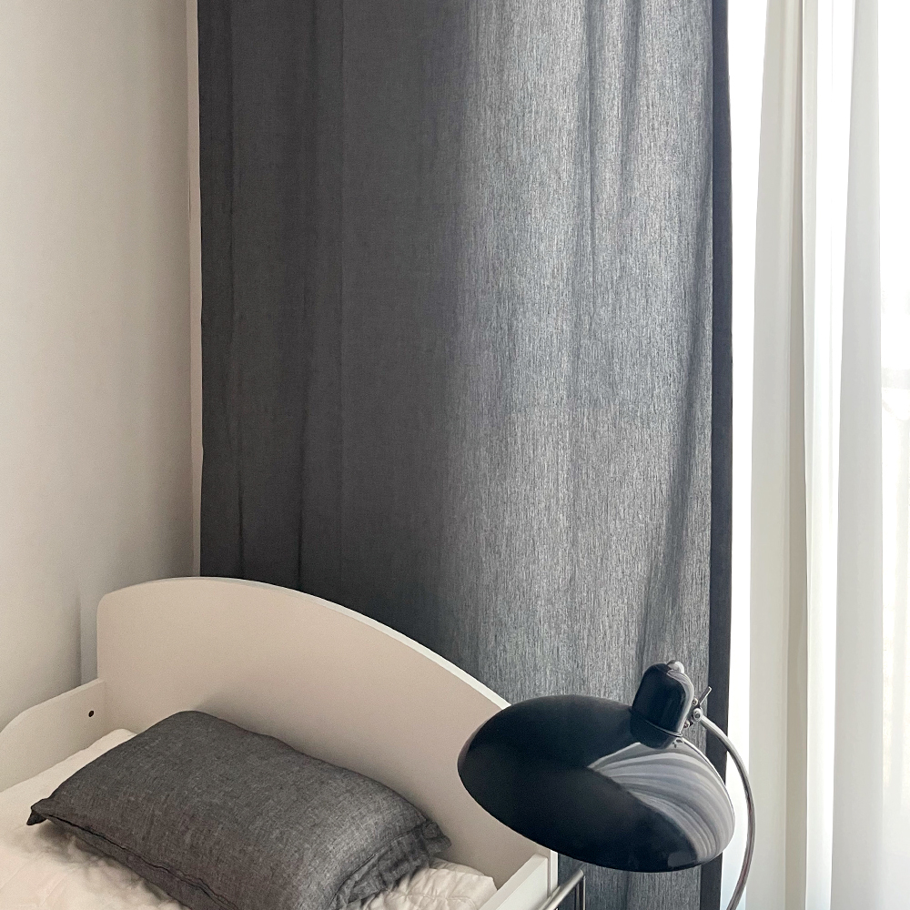 선염 무지 커튼 챠콜 아이방 맞춤제작