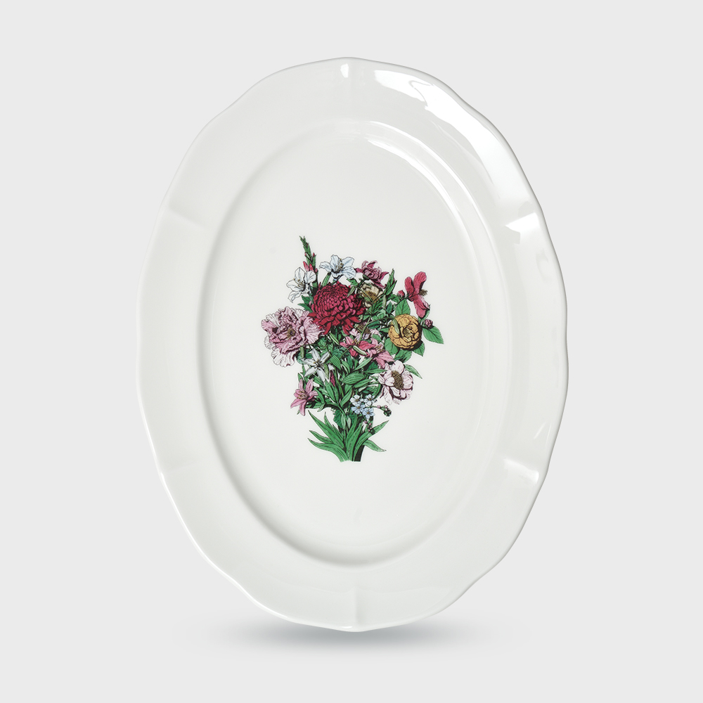 [한국도자기X티보에렘] 오브제 47. 오발접시 28CM 1P (Bouquet) - 상품 이미지