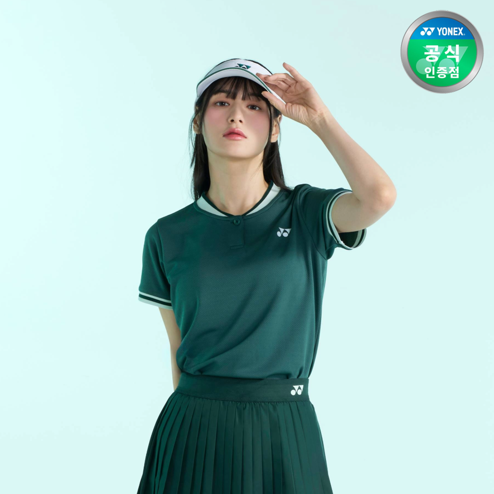 요넥스 255TS002F 테니스 의류 반팔 티셔츠 여성용 그린 - 상품 이미지