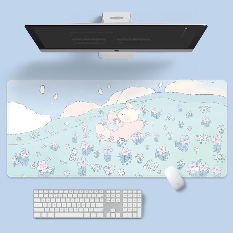귀여운 토끼 장패드 키보드 매트 게이밍 책상 패드 80x30cm - 상세 이미지 4