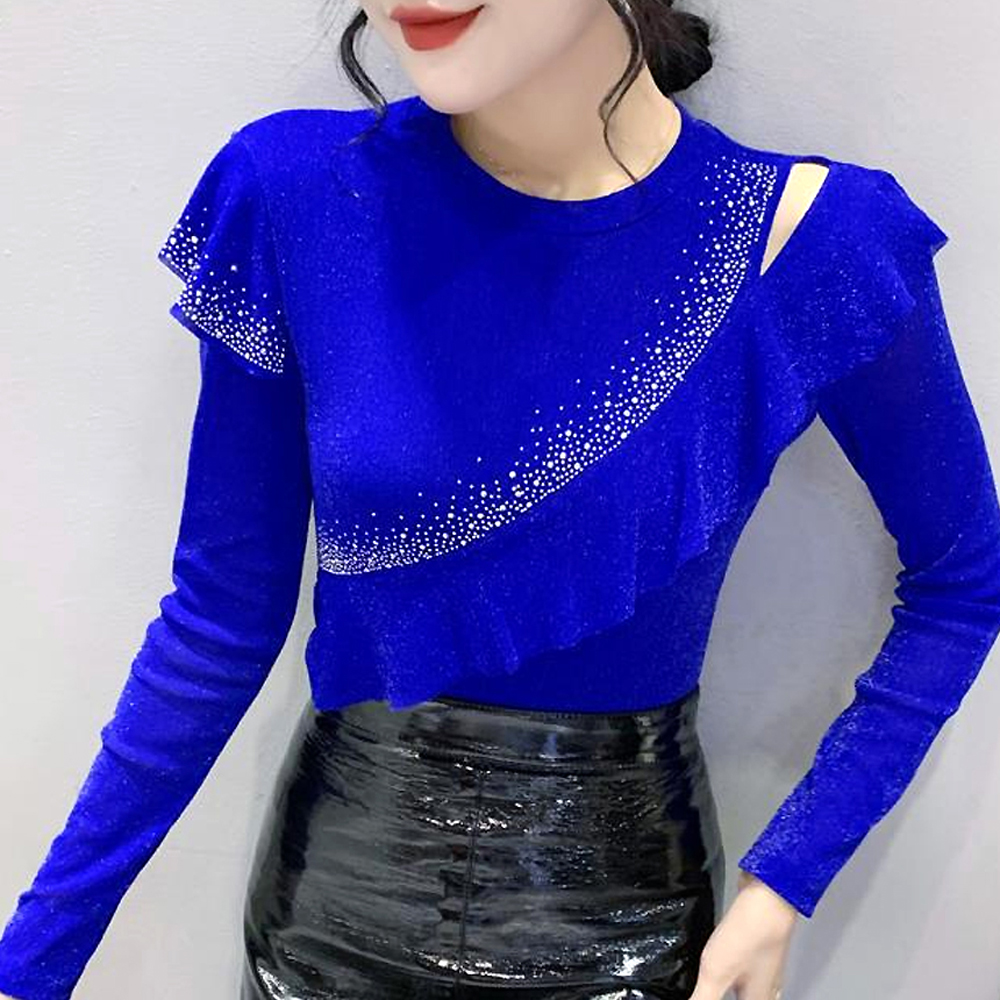 모네르 라인댄스복 상의 밀키웨이립 라인댄스 옷 라틴 댄스복 - 상세 이미지 5