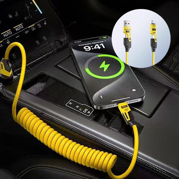 4IN1 스프링 PD USB 핸드폰 고속 충전케이블 멀티 차량용 충전선 충전기 8핀 C타입 CtoC