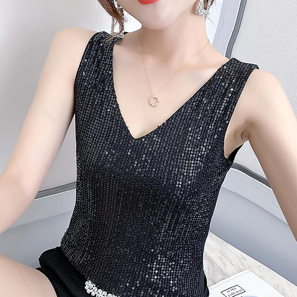 여름 라인댄스복 상의 스팽글나시탑 라인댄스 옷 줌바 의상 - 상품 이미지
