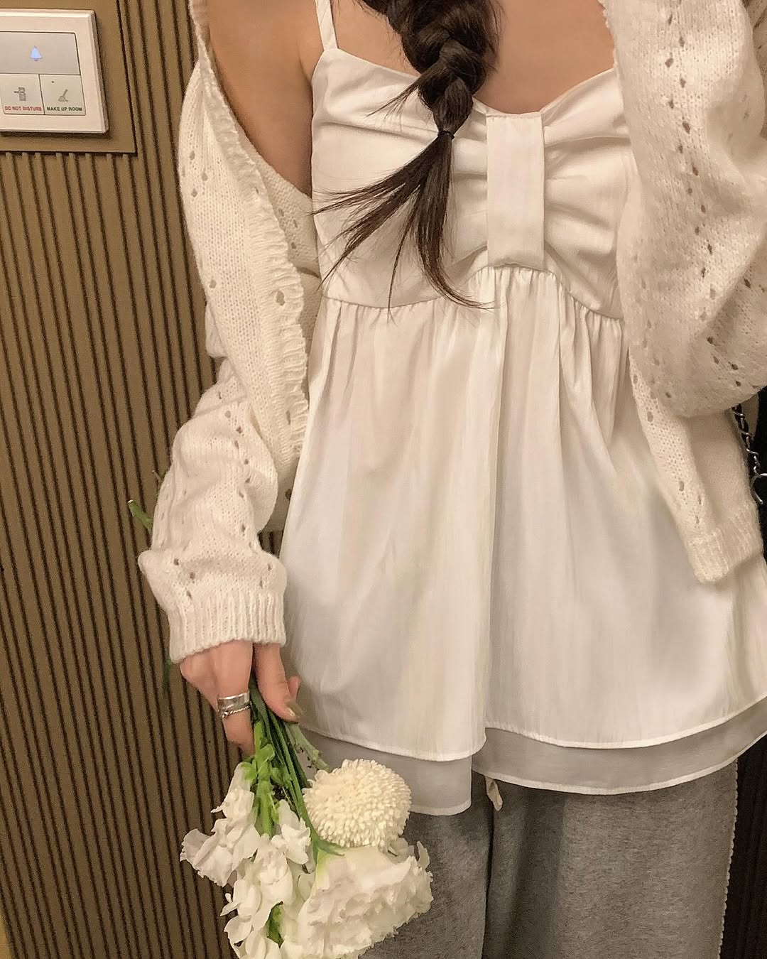 [나오자마자 매장 1등] 오버무드 스카시 펀칭 레이어드 러블리 물결 가디건 3color 상세 이미지 8