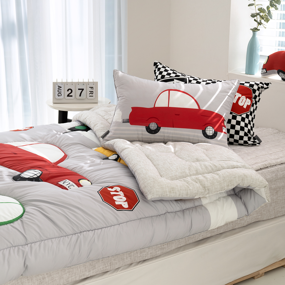 키즈 알러지 간절기 손자수 차렵이불 단품 레이싱 (자동차), S.SS(싱글.슈퍼싱글겸용)