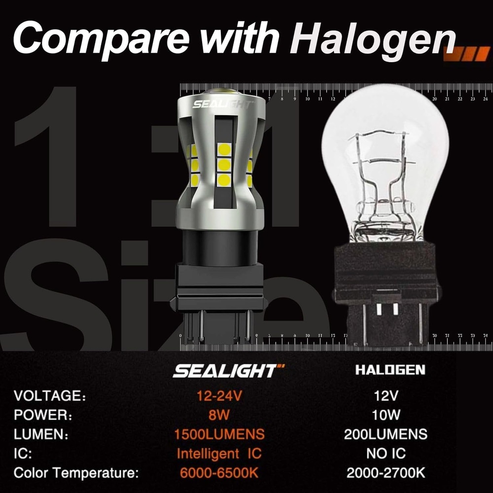 SEALIGHT 3157 LED 후진등 브레이크등 6000K 3000루멘 2팩 - 상세 이미지 5
