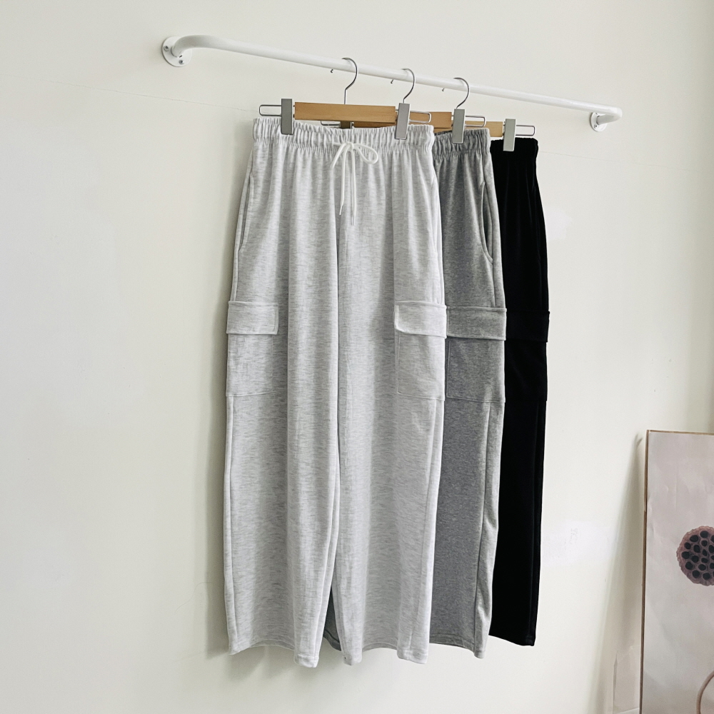 카고 와이드팬츠 통바지 여성 밴딩 트레이닝 팬츠 - 상품 이미지