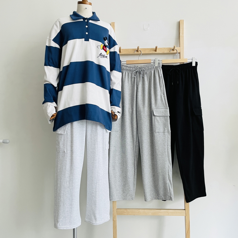 카고 와이드팬츠 통바지 여성 밴딩 트레이닝 팬츠 - 상세 이미지 3