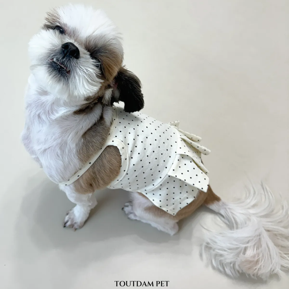 뚜담펫 러블리 스위트 도트 원피스 강아지 고양이 크롭 실내복 - 상세 이미지 3