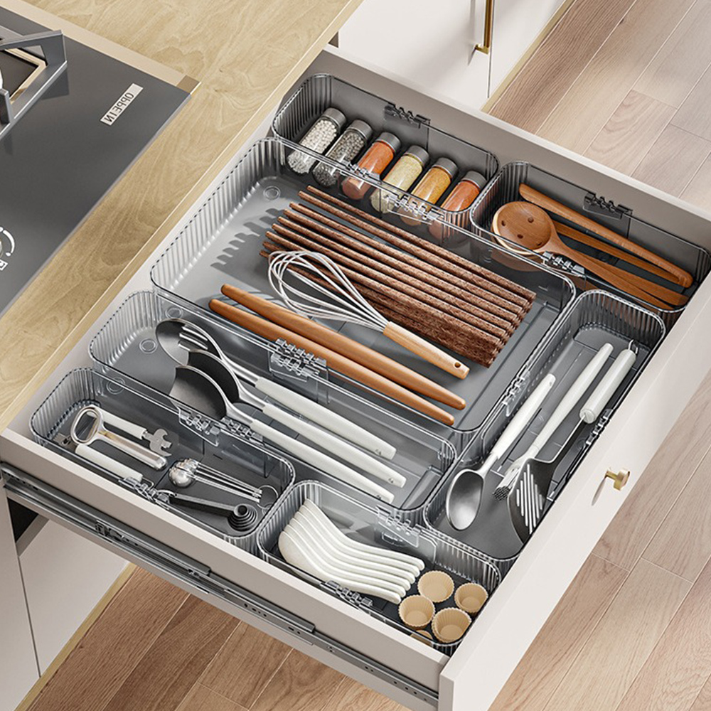 딱맞게 길이조절 수저정리함 싱크대 서랍 정리 소형 수저보관함