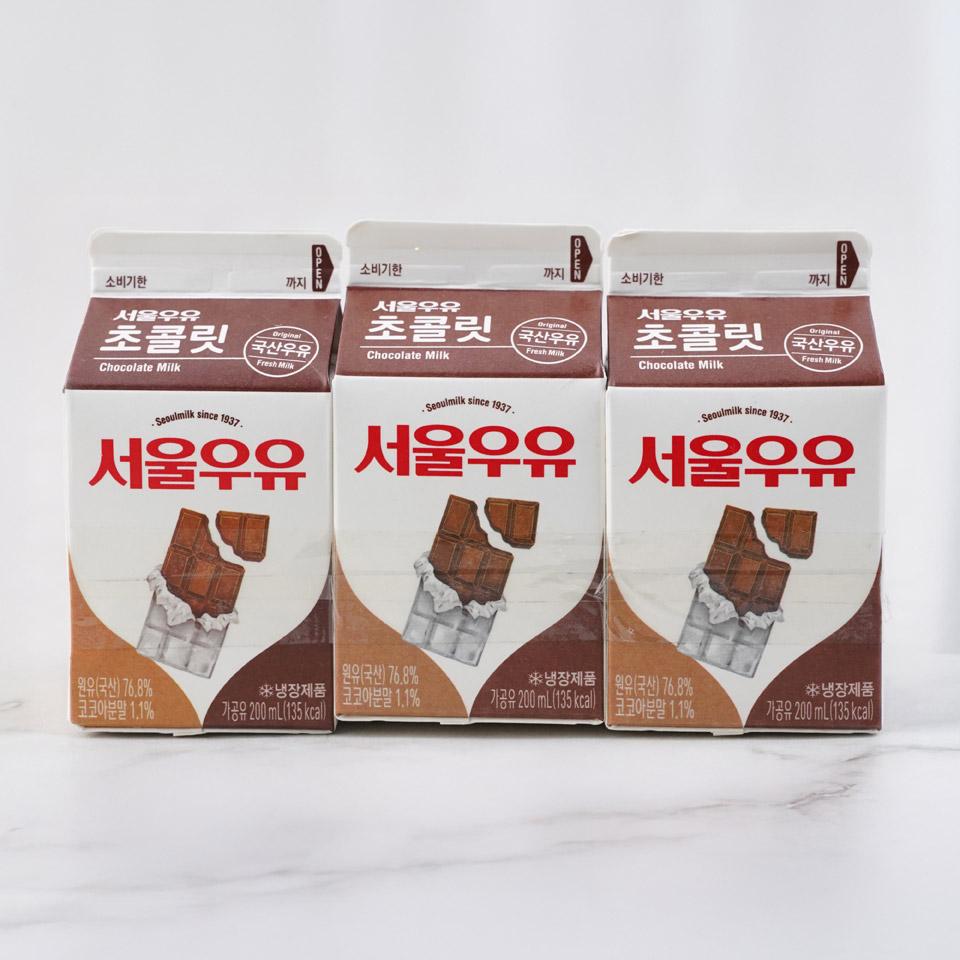 메가마트 서울우유 초콜릿 우유 200mlx3 - 메인 이미지