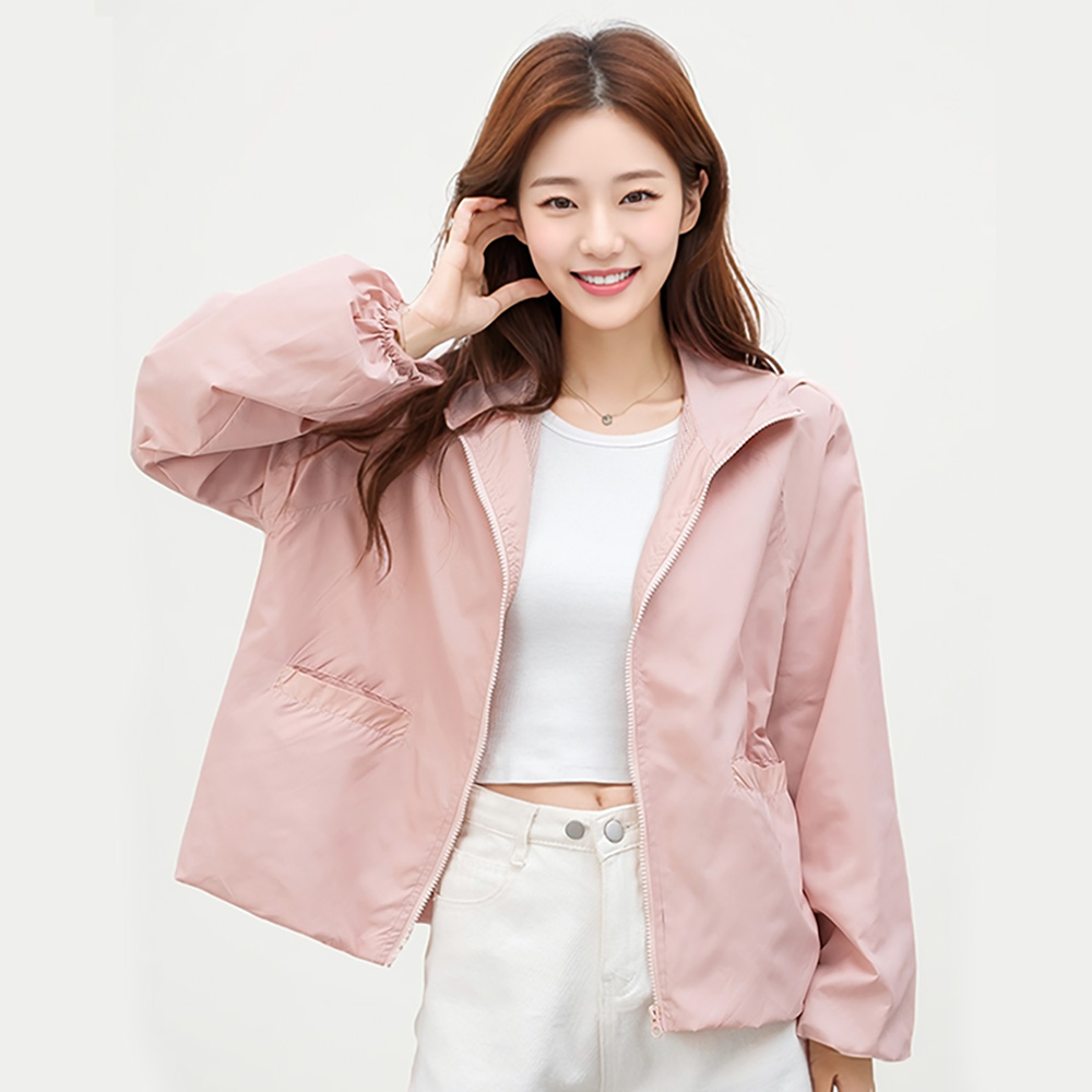 1+1 러블리 여성 봄 자켓 간절기 루즈핏 바람막이 - 상세 이미지 3