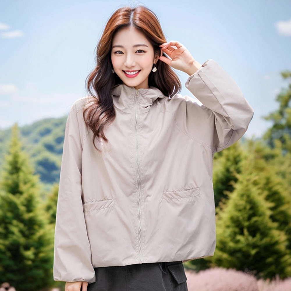 1+1 러블리 여성 봄 자켓 간절기 루즈핏 바람막이 - 상세 이미지 5