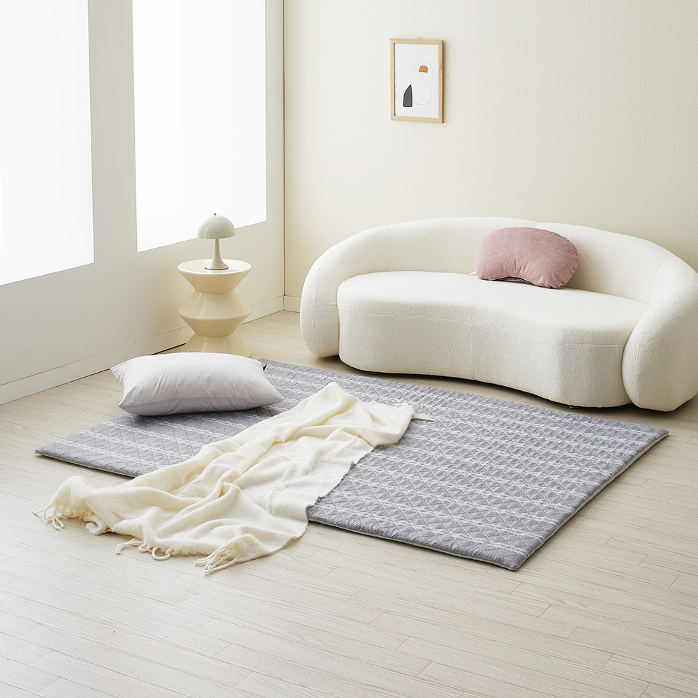 탄탄한 접이식 매트리스 침대 토퍼 바닥 수면매트 탄소섬유 그레이 XS(미니싱글)