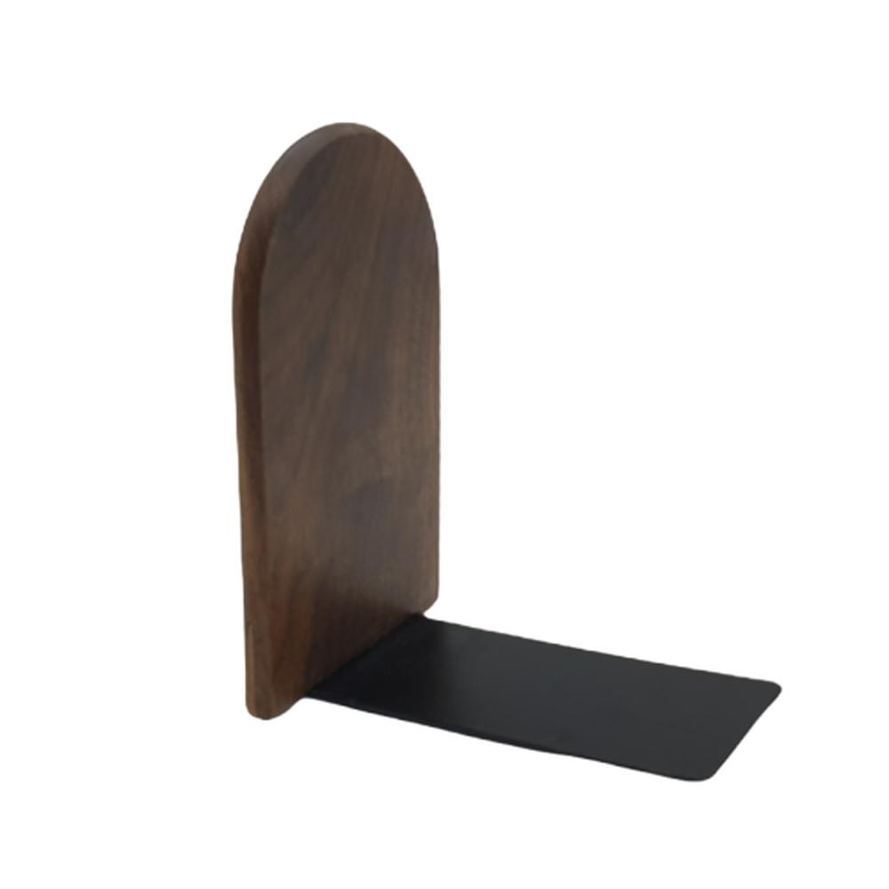 원목 책지지대 북엔드 철판바닥 미끄럼방지 라운드 10.3x5cm 철판, 월넛