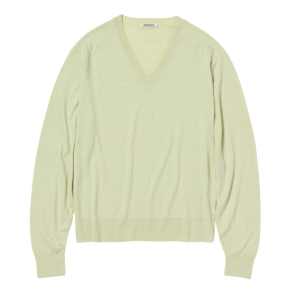 오라리 긴팔티 PRODUCT DYED WOOL KNIT V-NECK P/O 25SS - 상품 이미지