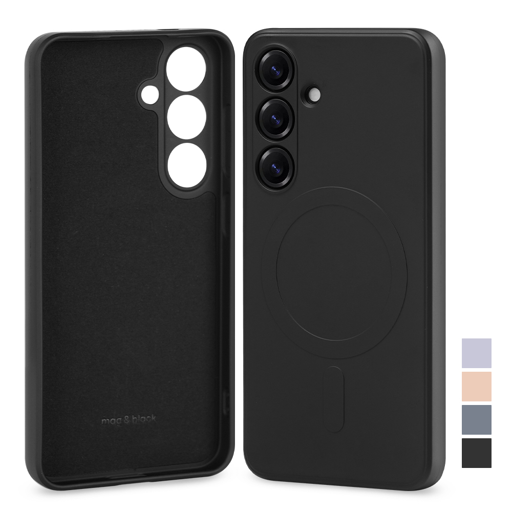 맥앤블랙 갤럭시 2배자력 맥세이프 실리콘 케이스 블랙, 갤럭시S24 플러스
