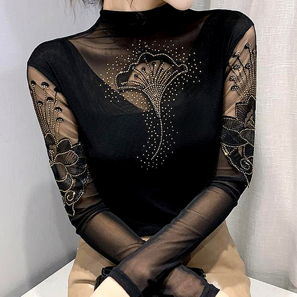 모네르 라인댄스복 상의 리프시스루 라인댄스 옷 의상 - 상세 이미지 4