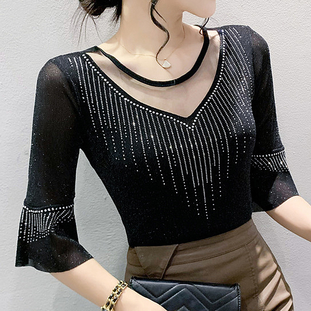 모네르 라인댄스복 상의 브이넥시스루큐빅 줌바 라틴 댄스복 이미지 6
