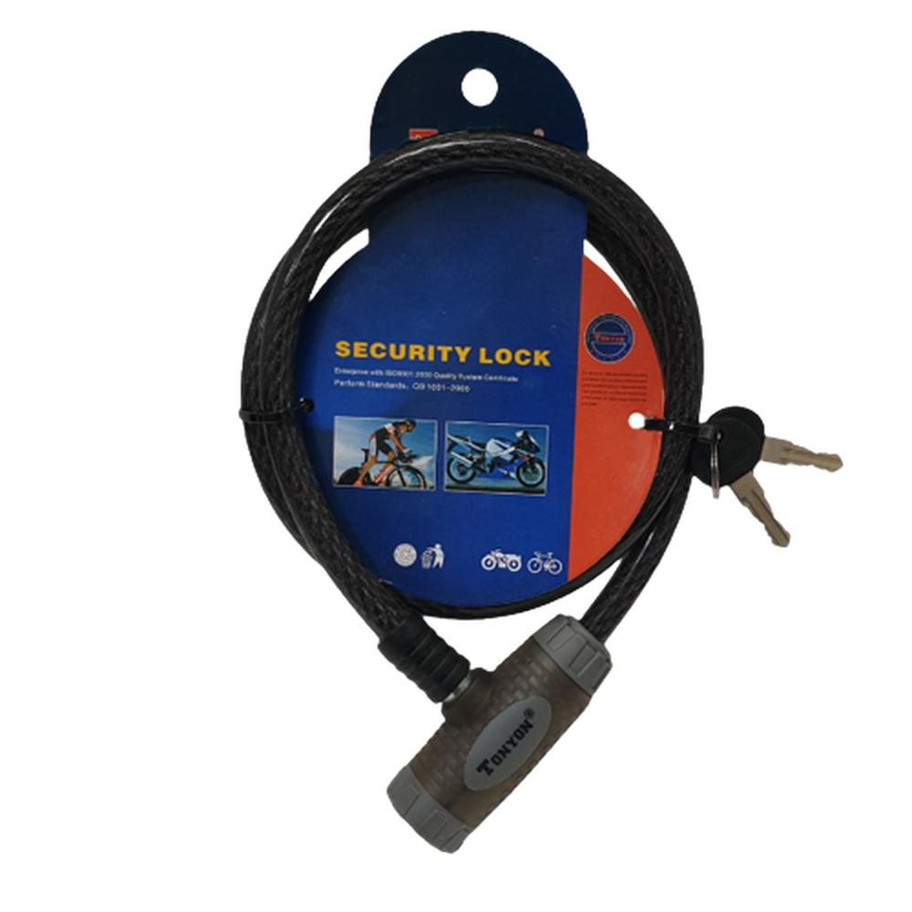 검정 케이블 자전거 잠금장치 와이어락 열쇠형 90cm