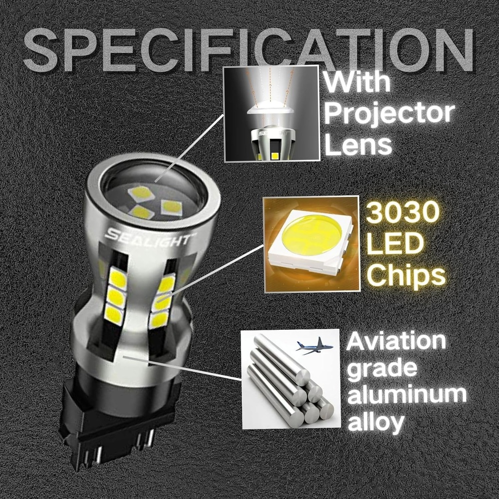 SEALIGHT 3157 LED 후진등 브레이크등 6000K 3000루멘 2팩 이미지 6