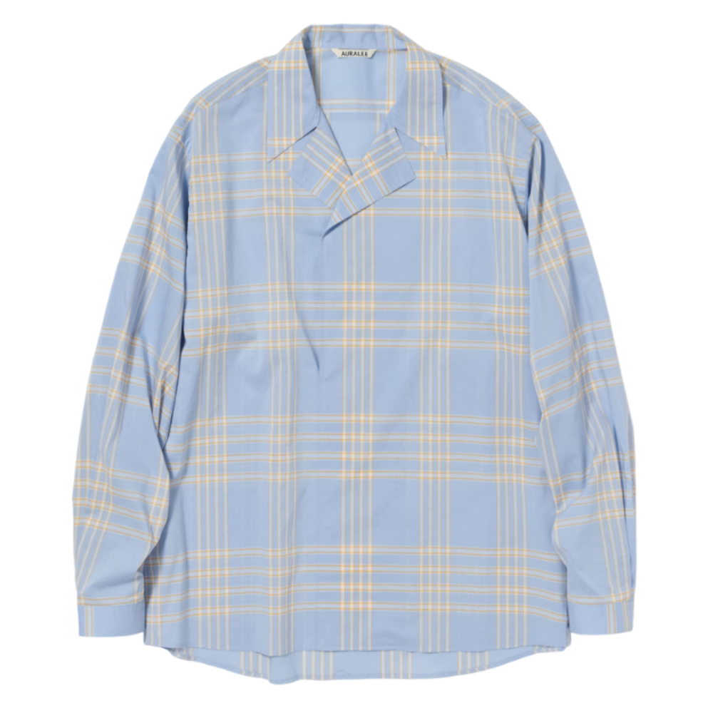 오라리 셔츠 WASHED FINX TYPEWRITER CHECK P/O SHIRT 25SS - 메인 이미지