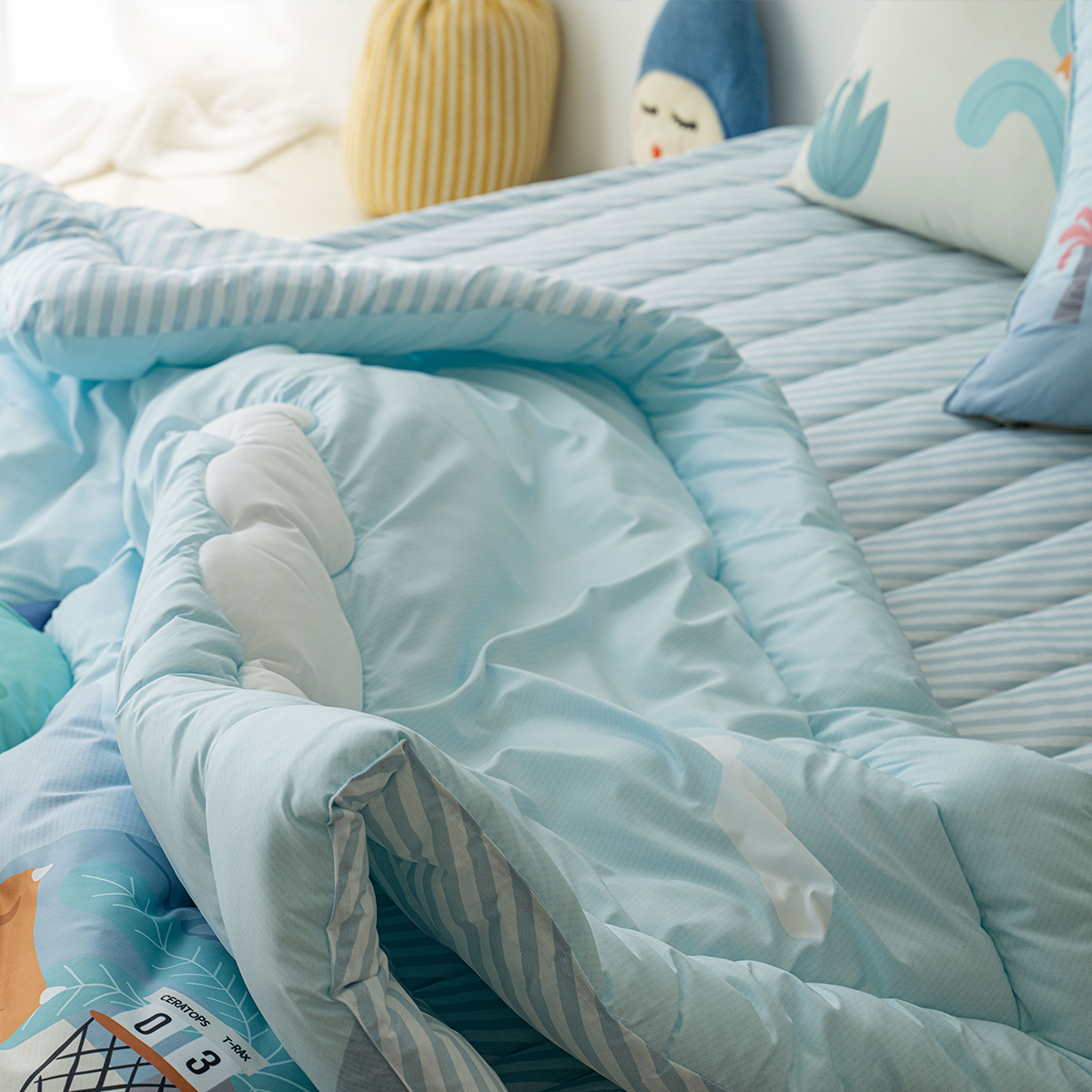 키덜트 취향저격 먼지없는 간절기 알러지케어 차렵이불 베개세트 맥스덩크 (공룡), S.SS(싱글.슈퍼싱글겸용)