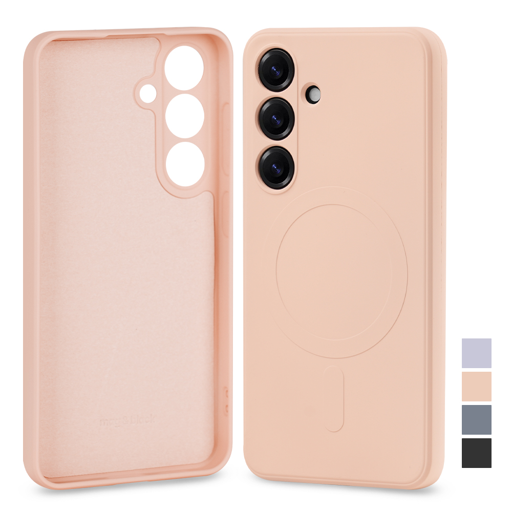 맥앤블랙 갤럭시 2배자력 맥세이프 실리콘 케이스 핑크샌드, 갤럭시S24 플러스
